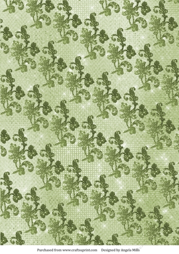 A4 Paper Glitter Floral Design on Green Background
