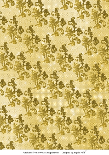 A4 Paper Glitter Floral Design on Yellow Background