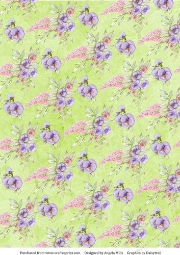 A4 Paper Pansies on Lime Green Background