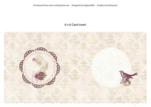 6 x 6 Card Insert Elegant Lady Cream/Burgundy, Blank