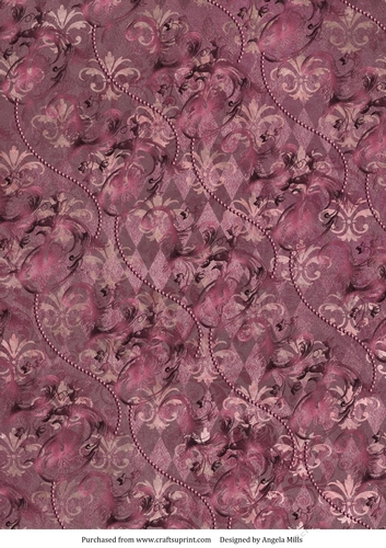 A4 Paper Swirls and Beads on Burgundy Background