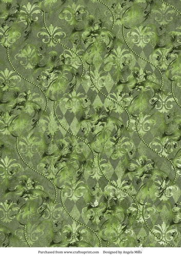 A4 Paper Swirls and Beads on Green Background