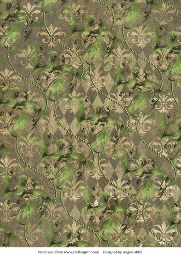 A4 Paper Swirls and Beads on Brown/Green Background