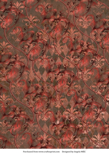 A4 Paper Swirls and Beads on Brown and Red Background