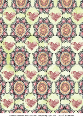 A4 Paper Multicoloured Mandalas and Hearts on Lemon Yellow Background