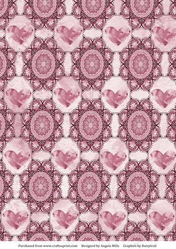 A4 Paper Pink Mandalas and Hearts on Pink Background
