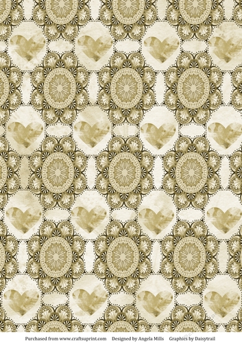 A4 Paper Sepia Mandalas and Hearts on Cream Background