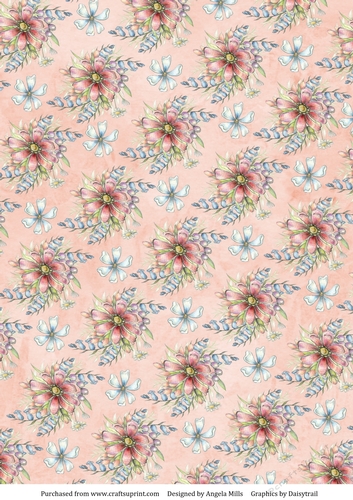 A4 Paper Floral on Peach Background