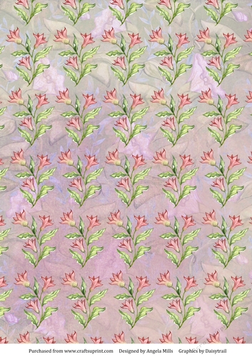 A4 Paper Pink/Green Floral on Lavender Background