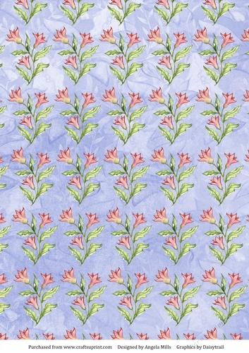 A4 Paper Pink/Green Floral on Lilac Background