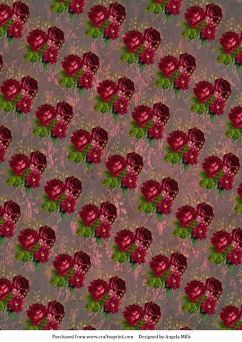 A4 Paper Red Rose Bouquet on Dusky Rose Background