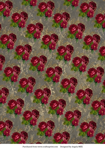 A4 Paper Red Rose Bouquet on Brown Background