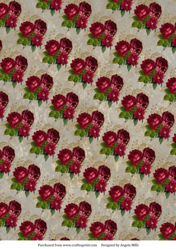 A4 Paper Red Rose Bouquet on Beige Background