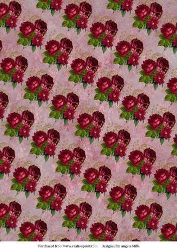 A4 Paper Red Rose Bouquet on Dusky Pink Background