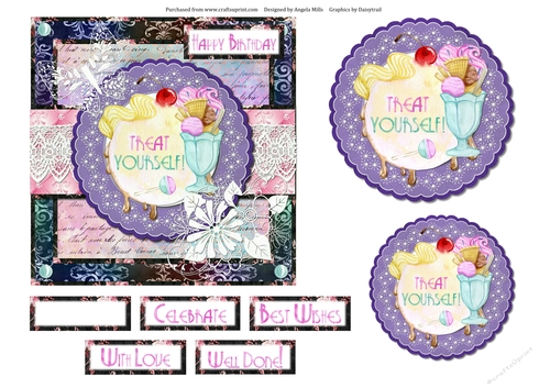6 x 6 Treat Yourself Card Front with Toppers and Sentiments