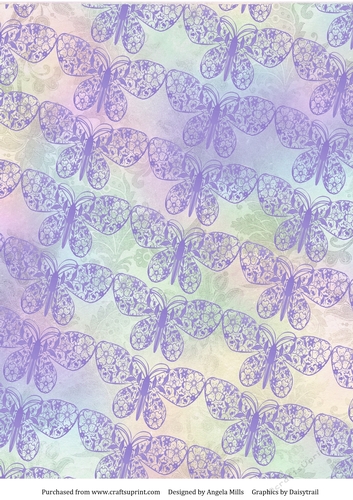A4 Paper Lilac Papercut Butterflies on Rainbow Background