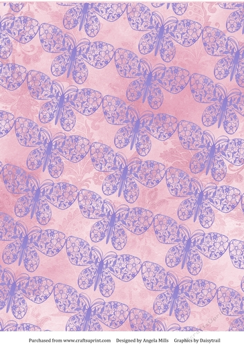 A4 Paper Lilac Papercut Butterflies on Pink Background