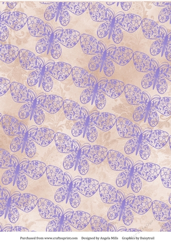 A4 Paper Lilac Papercut Butterflies on Fawn Background