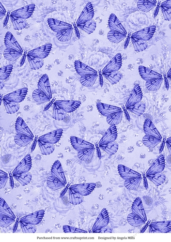 A4 Paper Lilac Butterflies on Floral Background