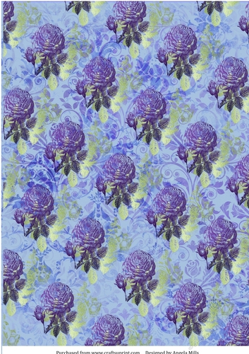 A4 Paper Stamped Roses on Lilac Background