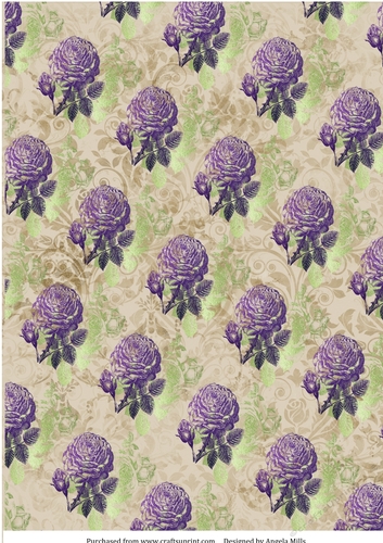 A4 Paper Stamped Roses on Butterscotch Background