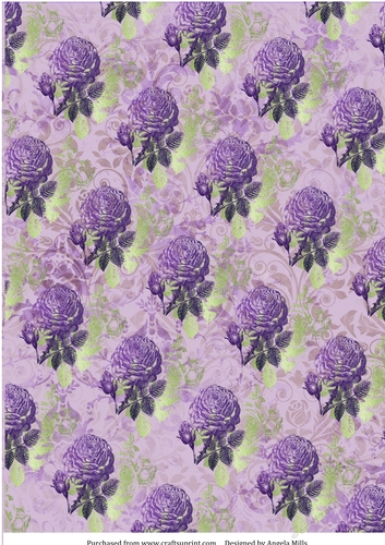 A4 Paper Stamped Roses on Violet Background