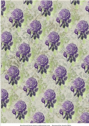 A4 Paper Stamped Roses on Taupe Background