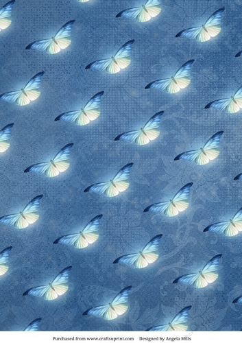A4 Paper Blue Butterflies on Slate Blue Background
