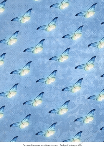 A4 Paper Blue Butterflies on Cobalt Blue Background