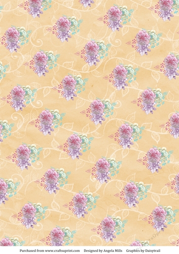 A4 Paper Pink/Lilac Blossoms on Peach Background