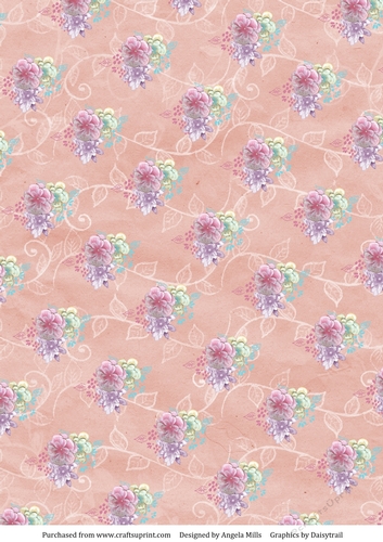 A4 Paper Pink/Lilac Blossoms on Dusky Rose Background