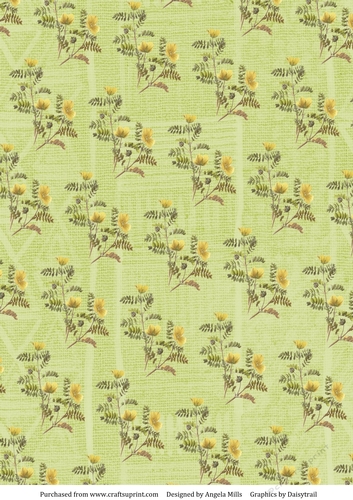 A4 Paper Yellow Flowers on Lime Green Background
