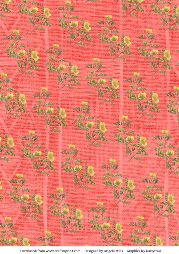 A4 Paper Yellow Flowers on Cadmium Red Background