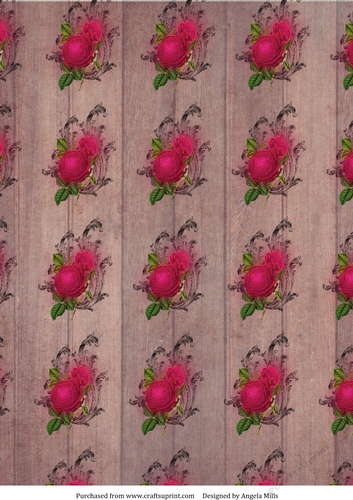 A4 Paper Red Roses on Rose Wood Background