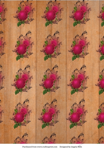 A4 Paper Red Roses on Orange Wood Background
