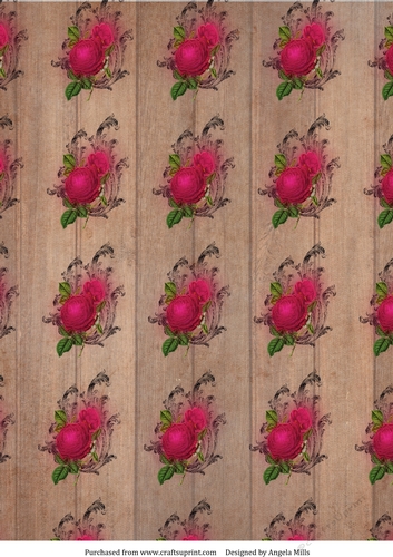 A4 Paper Red Roses on Sepia Wood Background