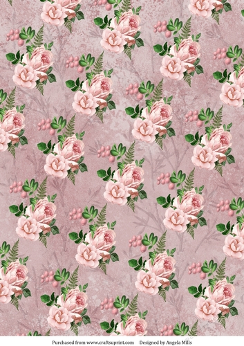 A4 Paper Pink Peonies on Dusky Rose Background