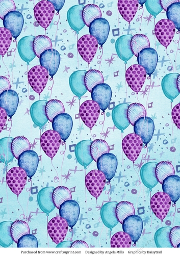 A4 Paper Balloons/Confetti on Light Turquoise Background