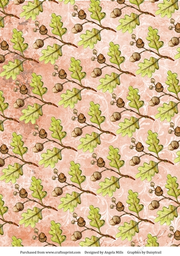 A4 Paper Acorns and Oak Leaves on Orange Background