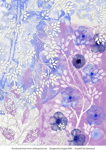 A4 Paper, Abstract Woodland Lilac/Blue