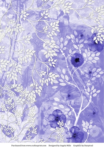 A4 Paper, Abstract Woodland Violet/White