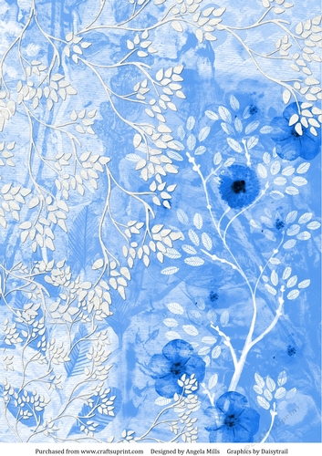 A4 Paper, Abstract Woodland Cobalt Blue/White