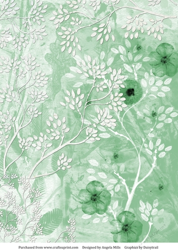 A4 Paper, Abstract Woodland Cobalt Green/White