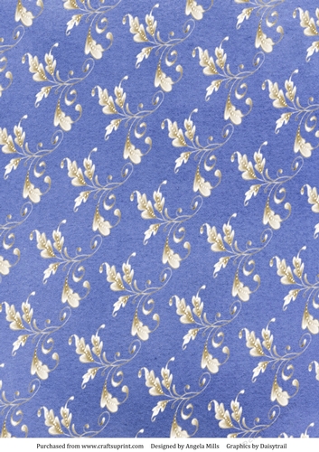 A4 Paper Gold/Cream Leafy Swirl on Midnight Blue Background