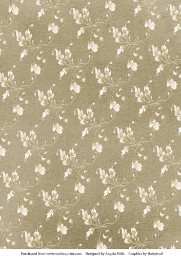 A4 Paper Gold/Cream Leafy Swirl on Hazelnut Background