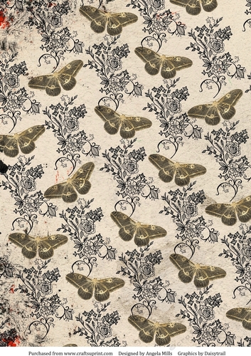A4 Paper Gold Butterflies/Stamped Roses on Natural Background