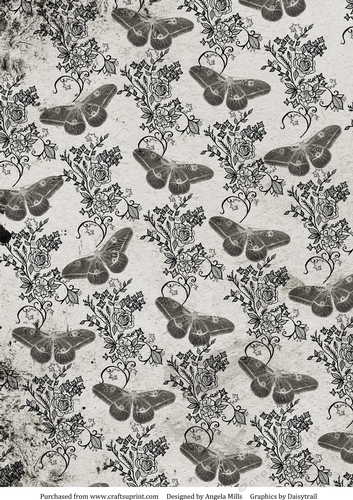 A4 Paper Grey Butterflies/Stamped Roses on Grey Background