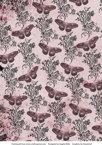 A4 Paper Lavender Butterflies/Stamped Roses on Pale Lavender Background