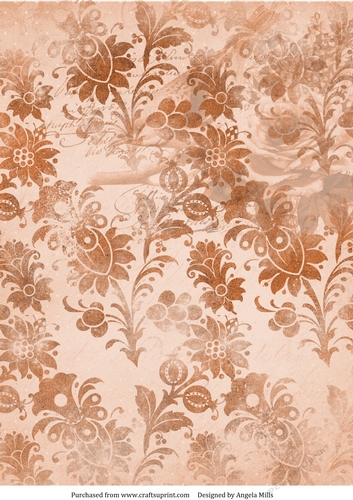 A4 Paper Abstract Russet Floral on Peach Background