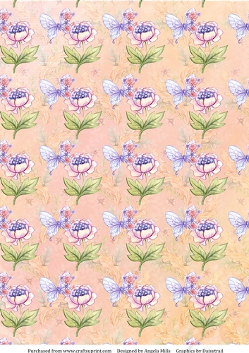 A4 Paper Lilac Butterfly/Floral on Peach Background